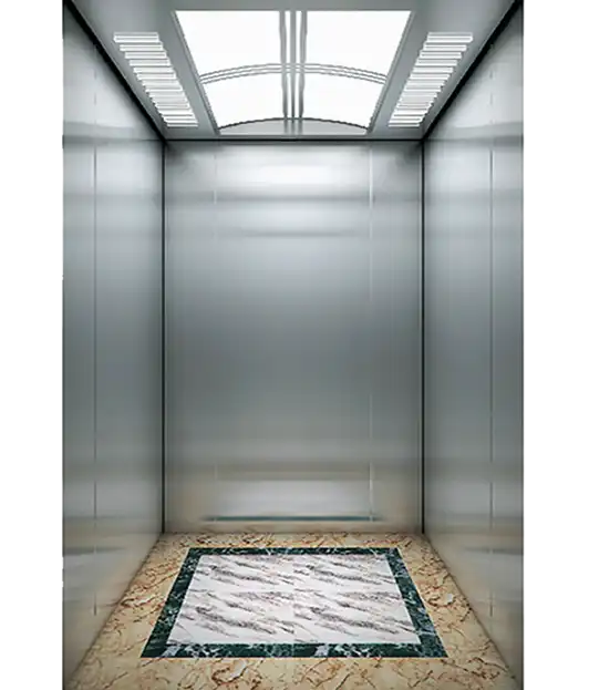 A passenger elevator cabin which is made by mirror & sandblasting