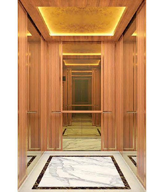 A Modern Wooden Paneled Passenger Elevator