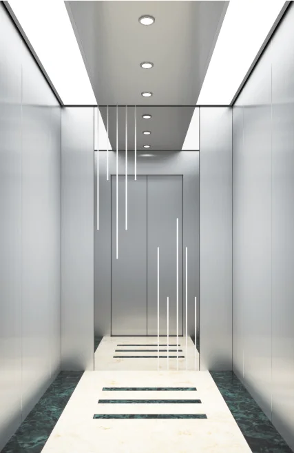 Silver Mirror Paneled Passenger Elevator