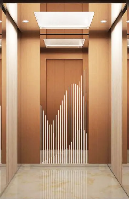 Bronze Hairline & Mirror Etched Passenger Elevator