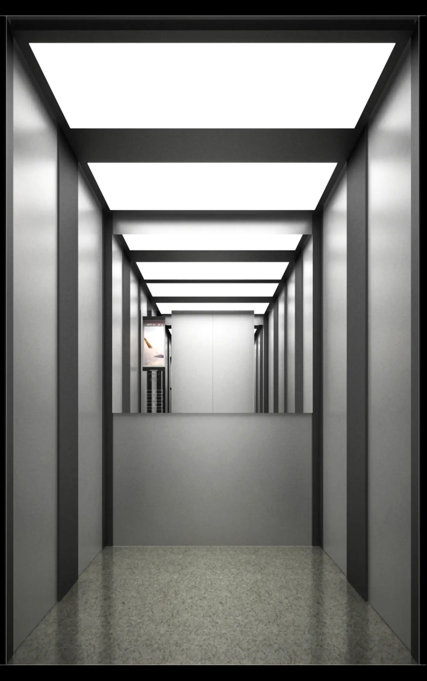 a Hairline stainless steel passenger elevator cabin design