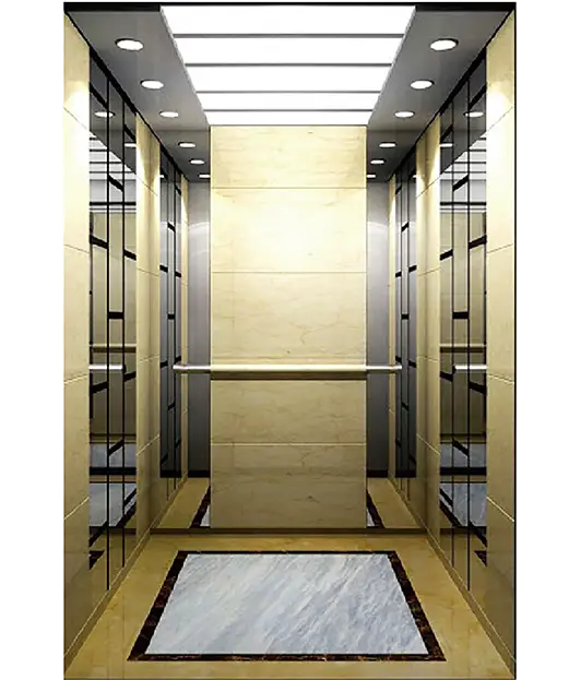 Mirror stainless steel framed passenger elevator.
