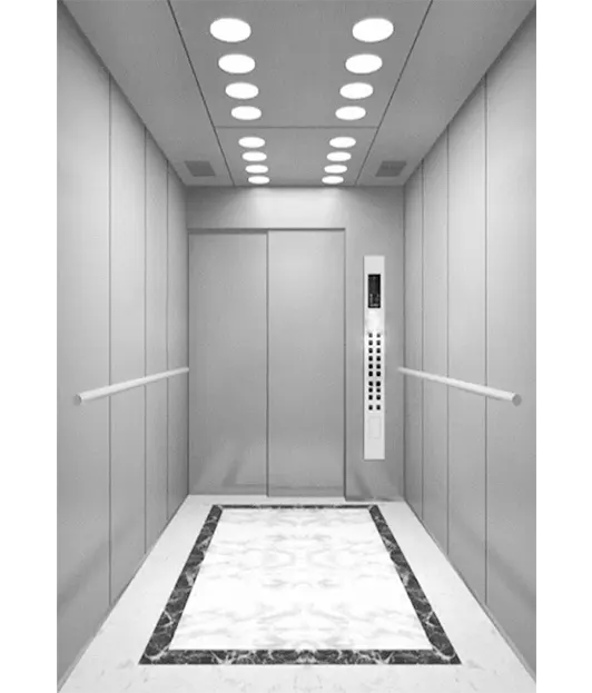 Hairline stainless steel framed hospital elevator.