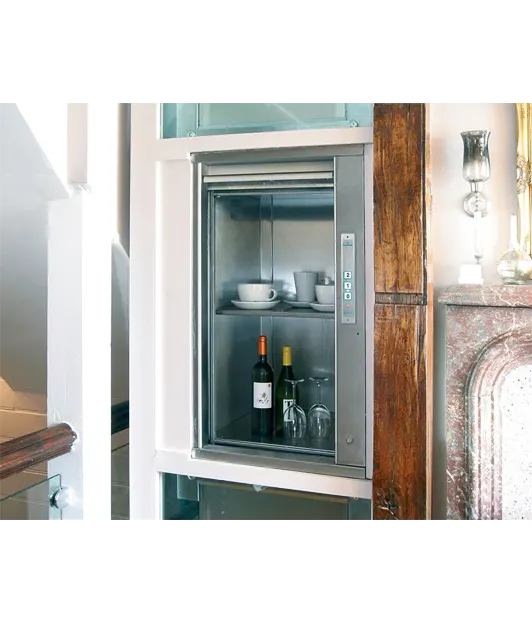 foods inside a dubmwaiter lift